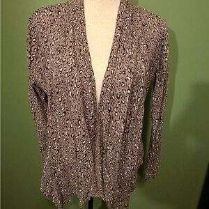 Stylish Leopard Print pure Linen Cardigan